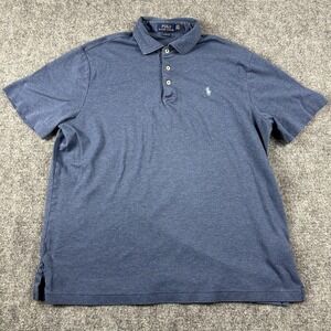 Polo‎ Ralph Lauren Polo Shirt Mens Large Blue Classic Fit Cotton Short Sleeve